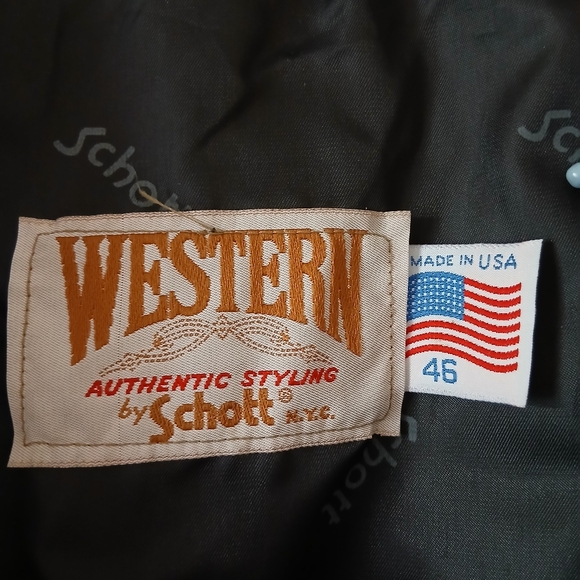 Schott NYC Western Black Tooled Leather Conchos Fringed Jacket 46 USA Vintage. - Picture 9 of 12